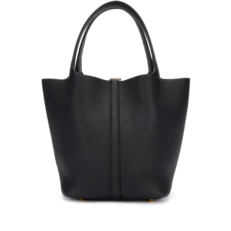 Hermès Black Clemence Picotin Lock 22 Gold Hardware - Image 4